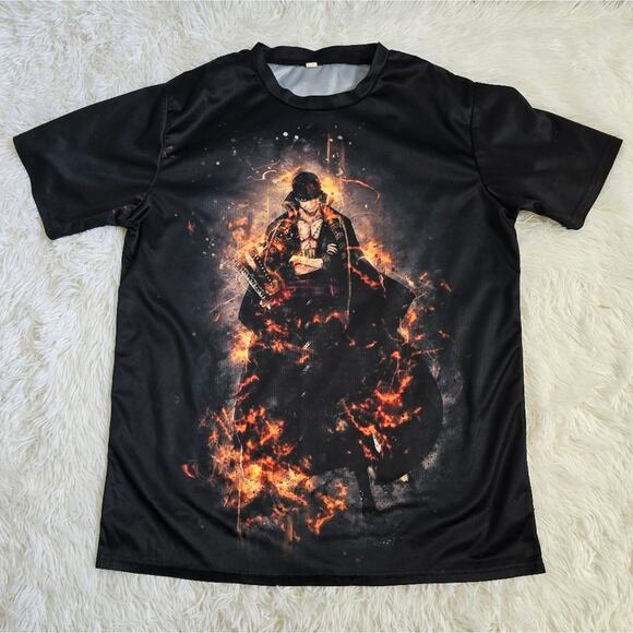 One Piece Roranoa Zoro Anime Graphic Jersey Style Dark Gray Tee Large - Picture 8 of 9